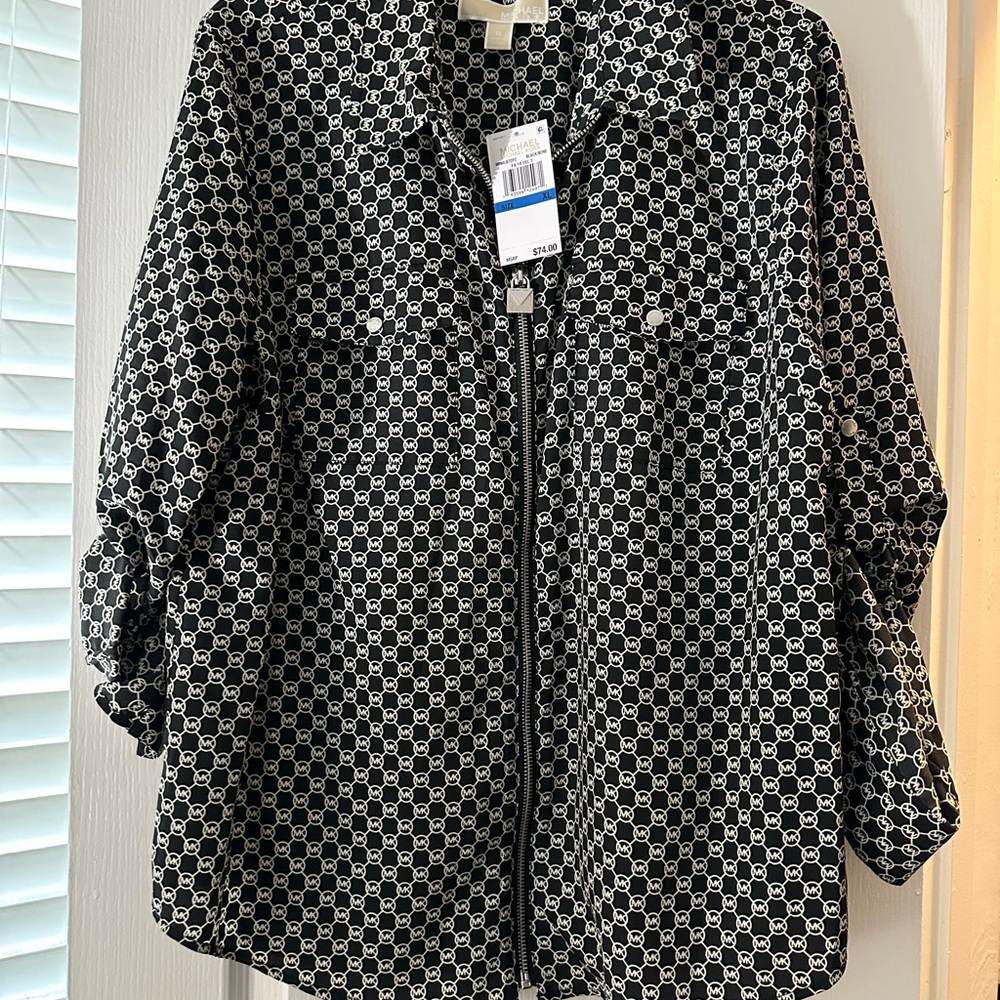 Michael Kors Monogram Black and White Blouse